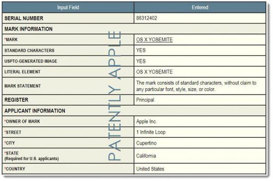 快速跟进 苹果注册OS X Yosemite商标专利